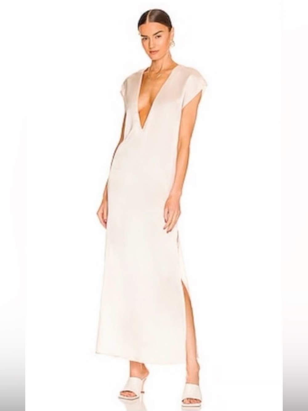 LBLC THE LABEL by Revolve Ivory Satin long Slip Dress Women’s Medium #chic